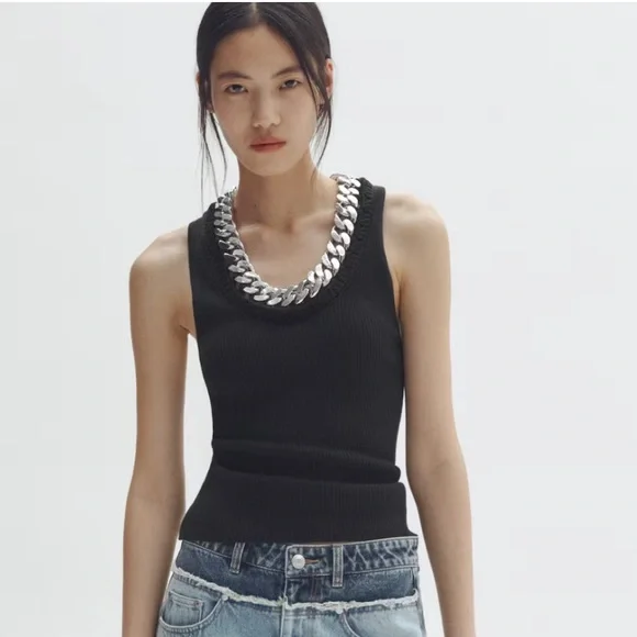 Stella McCartney H&M - Chain-Detail Ribbed Tank Top - size M, NWT